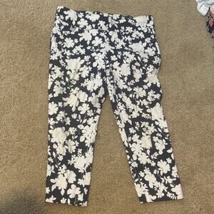 Rafaella Navy and White Floral Pants